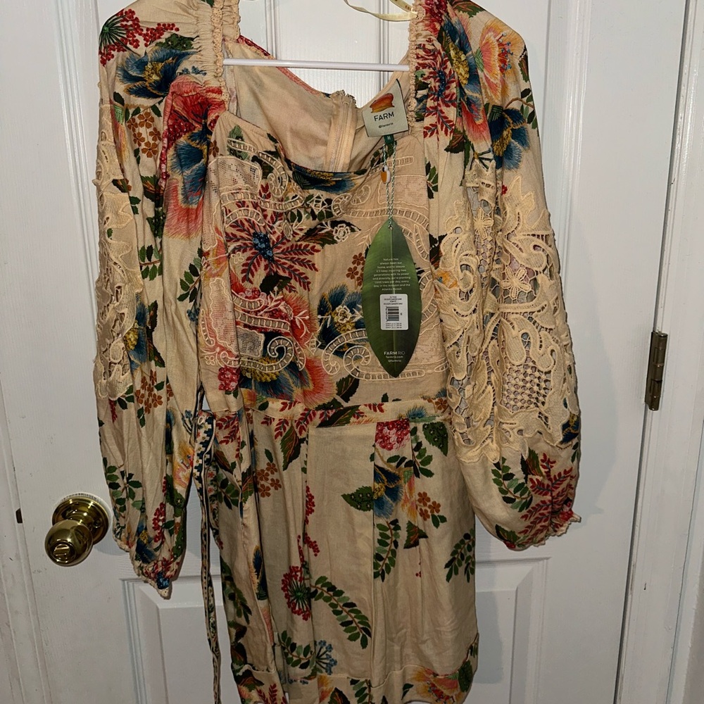 Farm Rio Sand Delicate Garden Lace Romper - Picture 2 of 3
